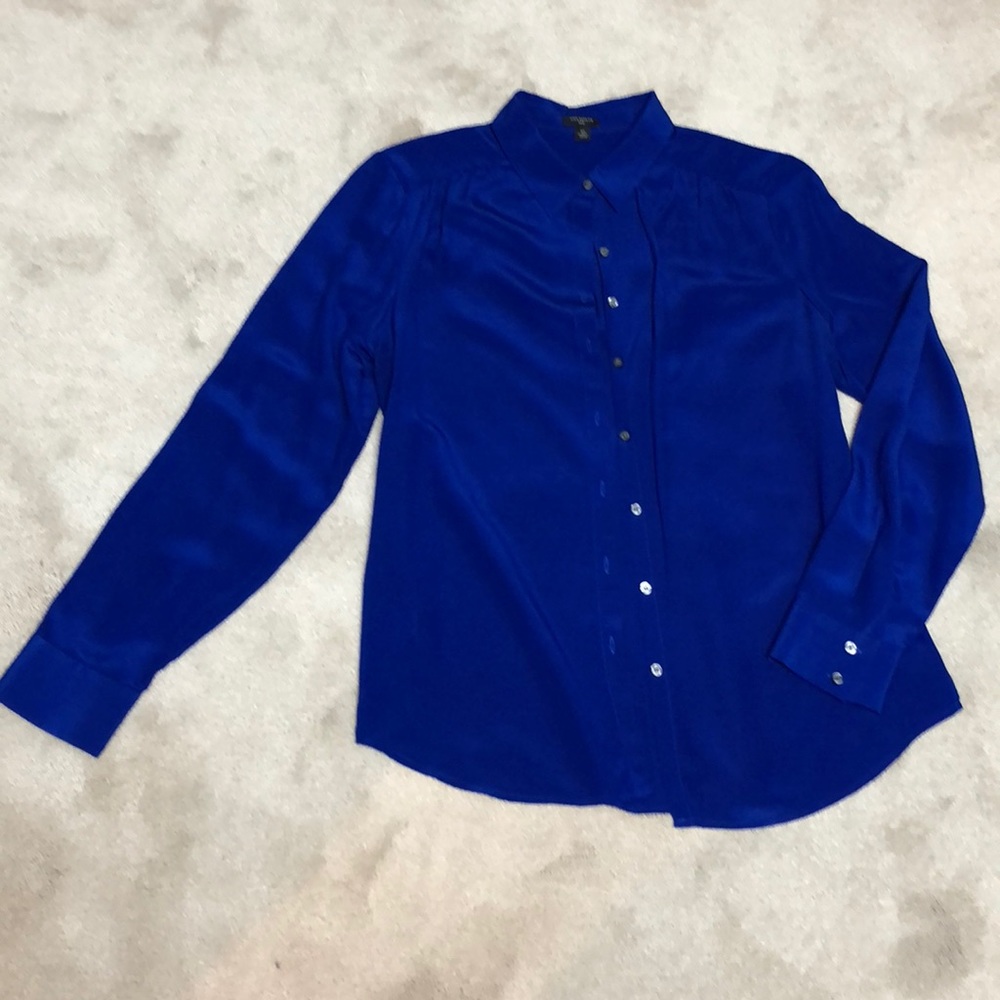 Ann Taylor blue silk blouse